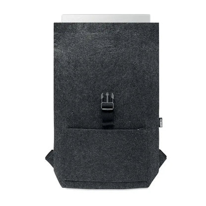 Rucsac din fetru rpet gri inchis cu design minimalist si catarama neagra pentru laptop