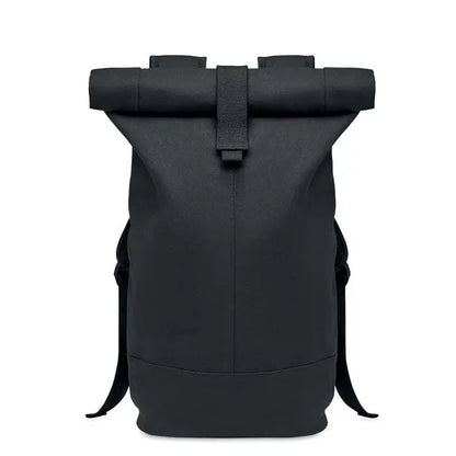 Rucsac din panza spalata negru cu design minimalist si bretele ajustabile pentru umar