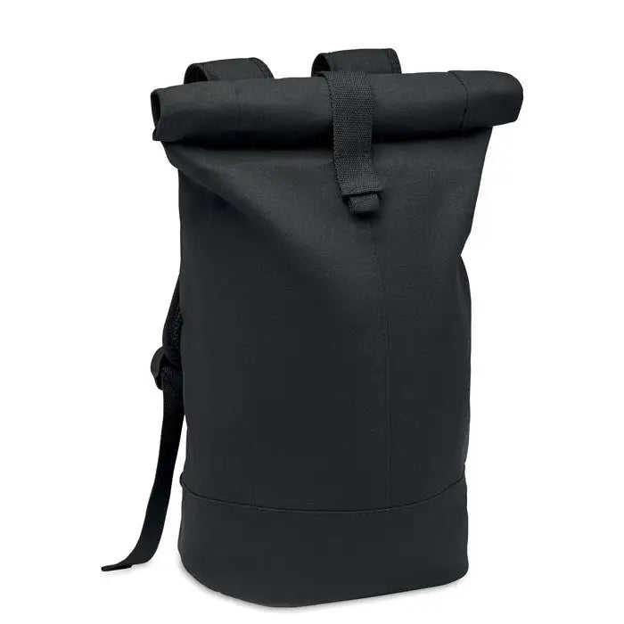 Rucsac din panza spalata negru cu design minimalist si material rezistent, ideal pentru uz zilnic