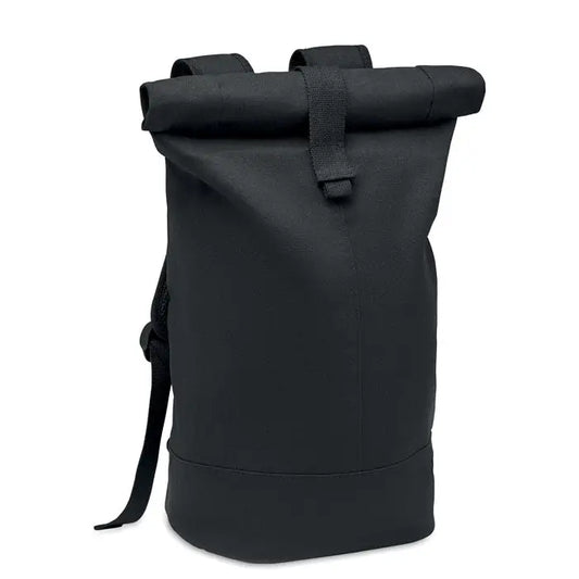 Rucsac din panza spalata negru cu design minimalist si material rezistent, ideal pentru uz zilnic