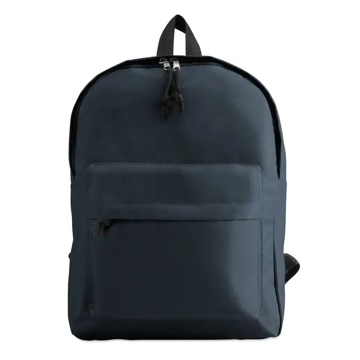 Rucsac din poliester 600d albastru navy inchis cu fermoare negre si buzunar frontal