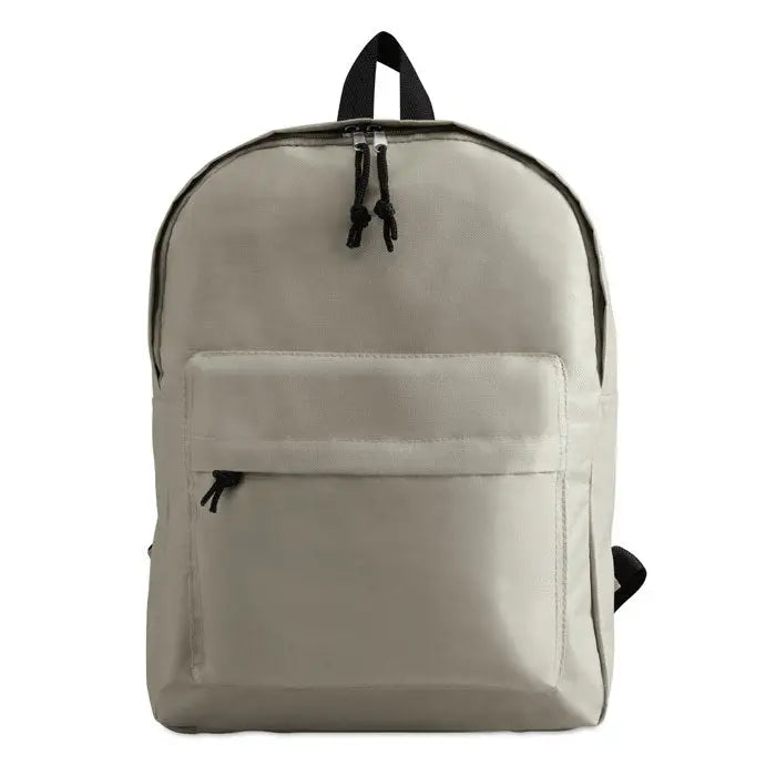 Rucsac din poliester 600d bej cu fermoare negre si maner superior din panza