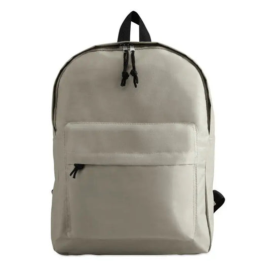 Rucsac din poliester 600d bej cu fermoare negre si maner superior din panza