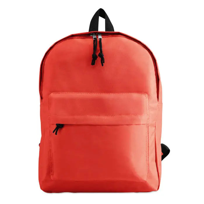 Rucsac din poliester 600d corai luminos cu fermoare negre si maner superior din panza