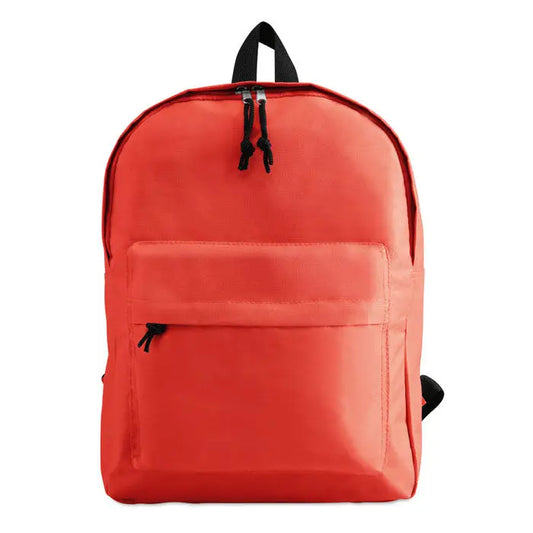 Rucsac din poliester 600d corai luminos cu fermoare negre si maner superior din panza