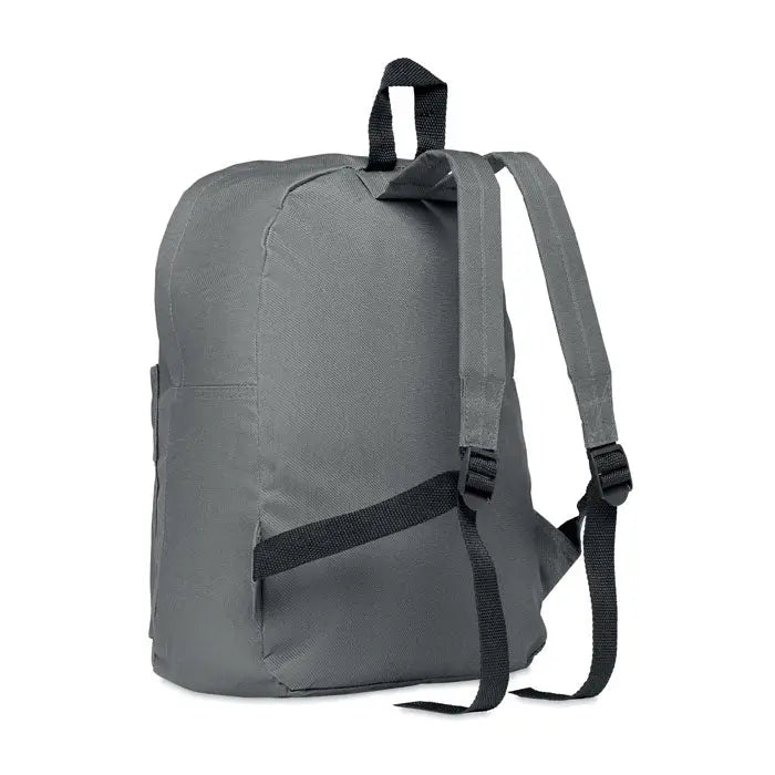 Rucsac din poliester 600d gri cu curele negre din chingi si maner superior pentru transport