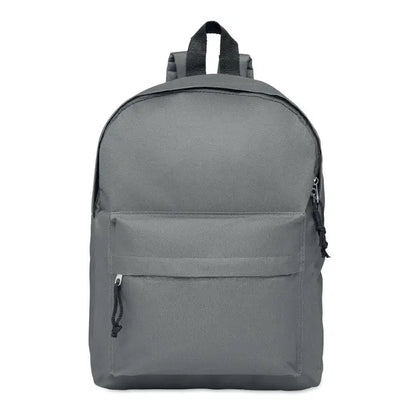 Rucsac din poliester 600d gri cu fermoare negre si buzunar frontal din panza rezistenta