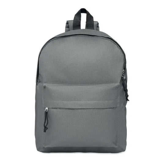 Rucsac din poliester 600d gri cu fermoare negre si buzunar frontal din panza rezistenta