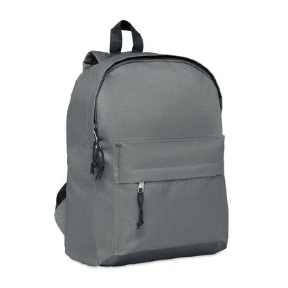 Rucsac din poliester 600d gri cu fermoare negre si buzunar frontal din panza