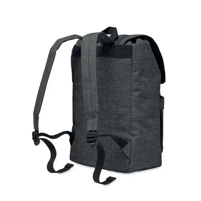 Rucsac din poliester 600d culoare gri inchis cu bretele negre si detalii cu catarame