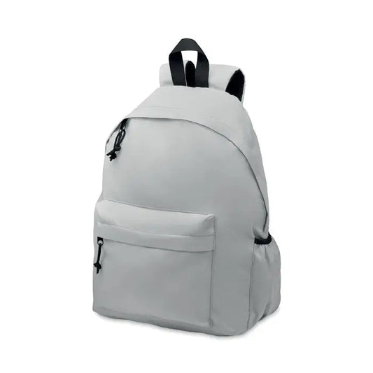 Rucsac din poliester 600d rpet gri deschis cu barete si fermoare negre pentru utilizare practica