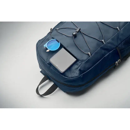 Rucsac din poliester 600d rpet albastru navy cu fermoare negre si bretele reglabile pentru uz zilnic