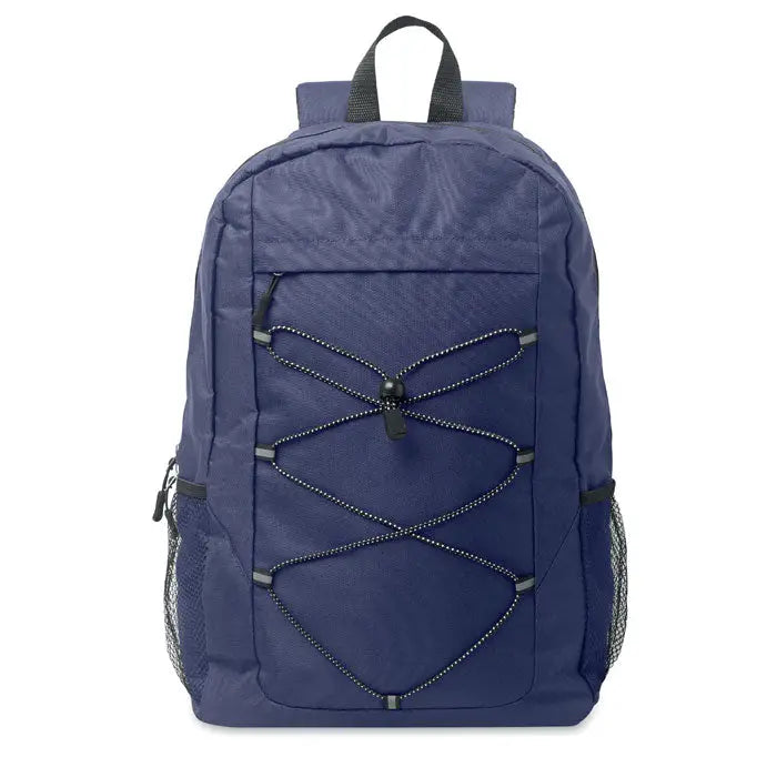 Rucsac din poliester 600d rpet albastru navy cu barete negre si buzunare laterale din plasa