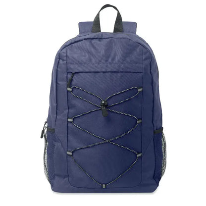 Rucsac din poliester 600d rpet albastru navy cu barete negre si buzunare laterale din plasa