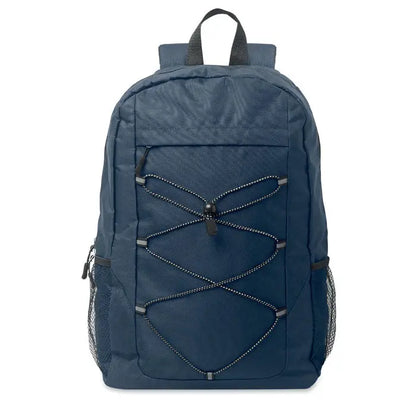 Rucsac din poliester 600d rpet bleumarin cu barete negre din chinga si buzunare laterale din plasa