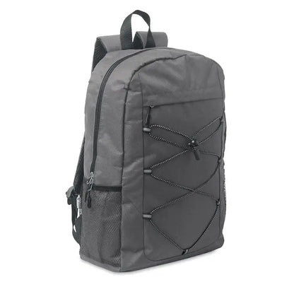 Rucsac din poliester 600d rpet gri cu fermoare negre si bretele ajustabile din nylon