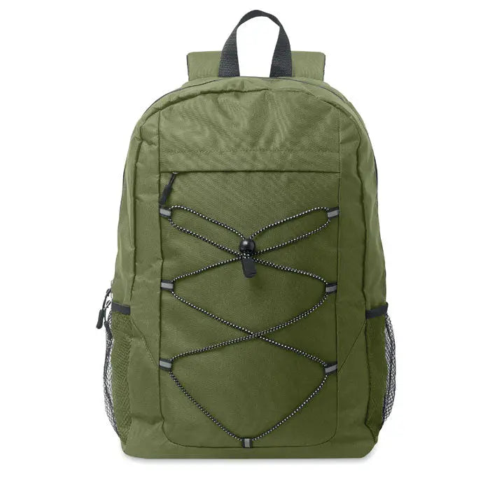 Rucsac din poliester 600d rpet olive green cu fermoare negre si buzunare laterale din plasa