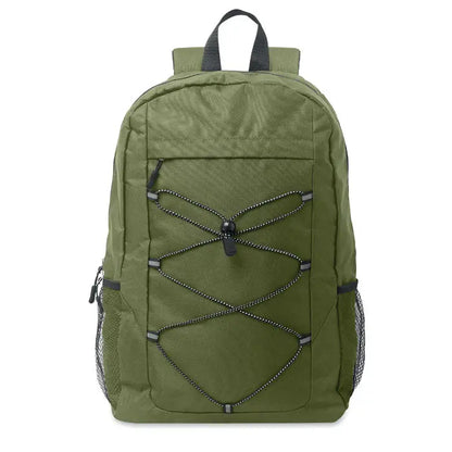 Rucsac din poliester 600d rpet olive green cu fermoare negre si buzunare laterale din plasa