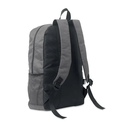 Rucsac din poliester 600d rpet negru si gri cu buzunar laterar din plasa si bretele reglabile