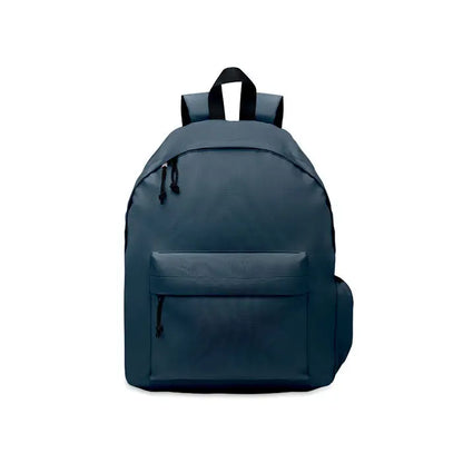 Dark blue canvas rucsac din poliester 600d rpet cu fermoare negre si bretele negre pentru uz cotidian