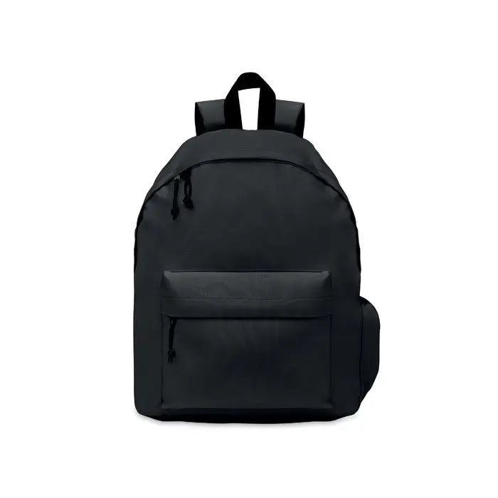 Rucsac din poliester 600d rpet negru cu buzunar frontal cu fermoar si bretele reglabile