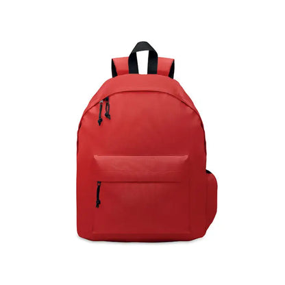 Rucsac din poliester 600d rpet rosu cu fermoare si bretele negre din material canvas
