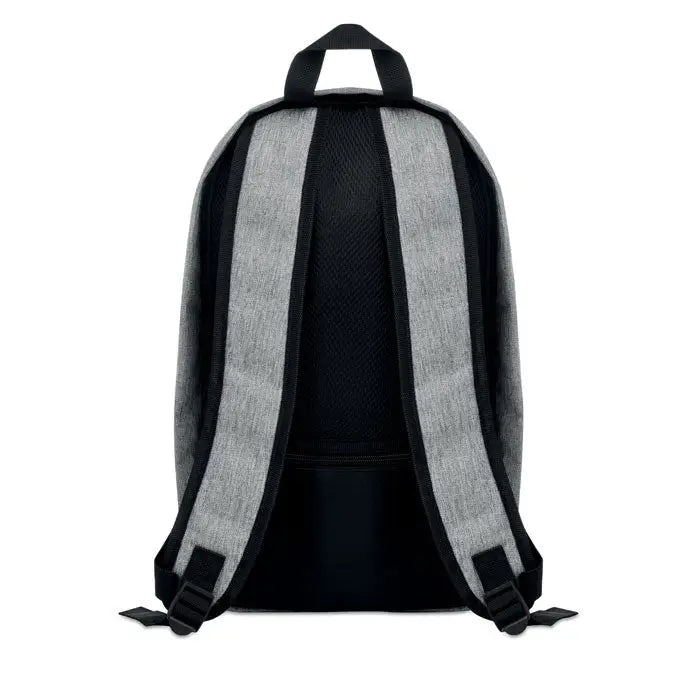 Rucsac gri și negru din material heathered 600D cu panou mesh pe spate și bretele ajustabile