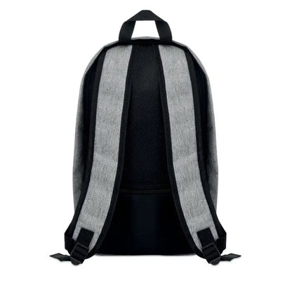 Rucsac gri și negru din material heathered 600D cu panou mesh pe spate și bretele ajustabile