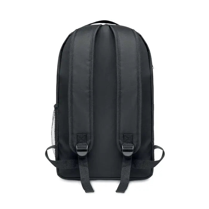 Rucsac negru din nylon rpet cu bretele reglabile si buzunar lateral din plasă cob light