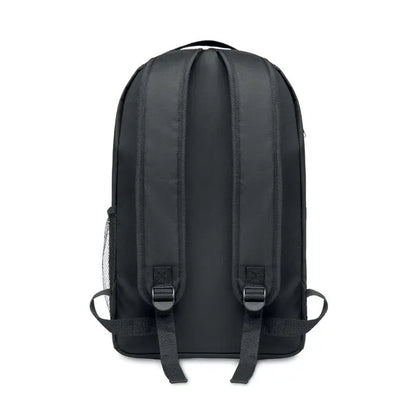 Rucsac negru din nylon rpet cu bretele reglabile si buzunar lateral din plasă cob light