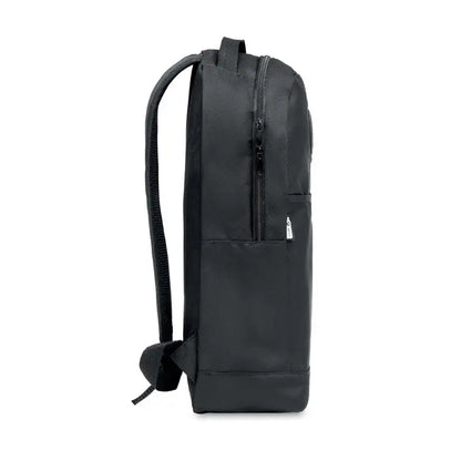Rucsac negru din nylon cu design minimalist si detalii subtile la fermoar in rpET si COB light