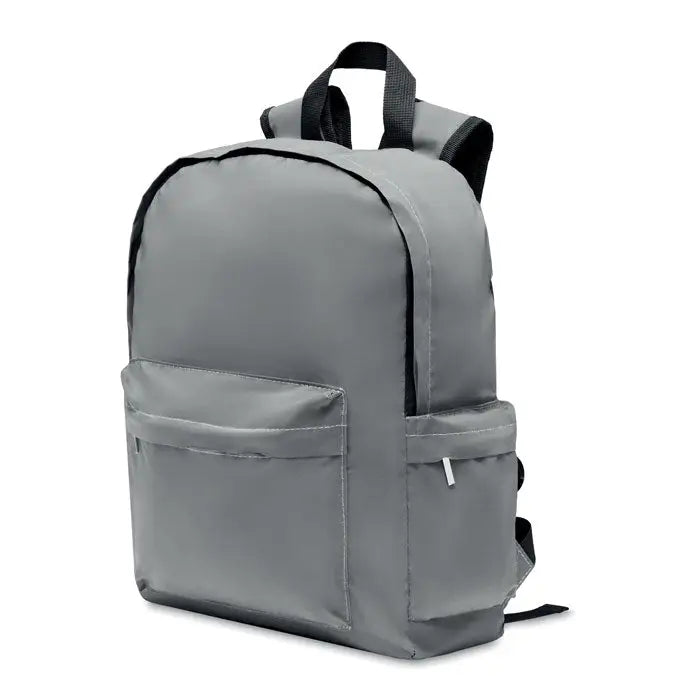 Rucsac inalt reflectorizant din nylon gri cu garnituri negre si bretele reglabile pentru umar