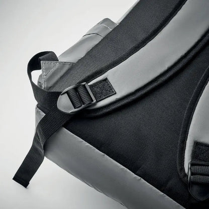 Rucsac inalt reflectorizant 190T negru si gri din nylon cu catarama rezistenta pentru drumetii