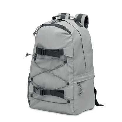 Rucsac inalt reflectorizant din material 190t gri cu bretele si fermoare negre pentru uz tactic