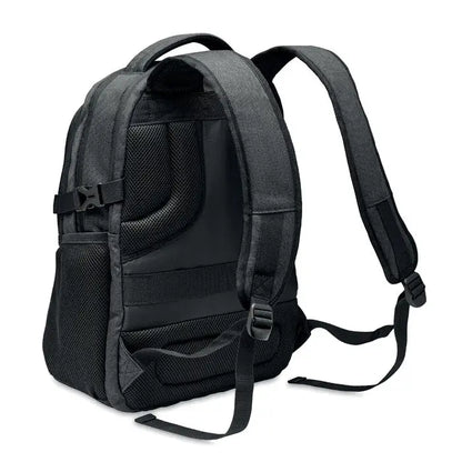 Rucsac pentru laptop 600d rpet negru si gri inchis cu panouri din plasa si bretele reglabile, material rezistent