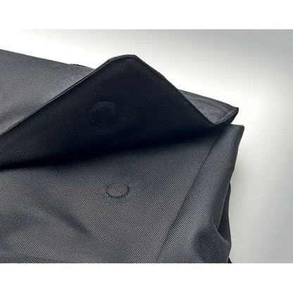 Rucsac pentru laptop negru din material 600d rpet cu tesatura texturata si cusaturi armate cu nasturi circulare
