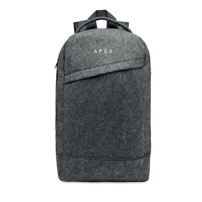 Rucsac pentru laptop de 13 inchi din fetru gri inchis cu logo apex brodat alb pe fata