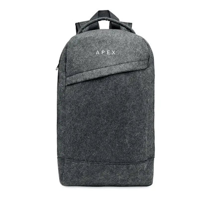 Rucsac pentru laptop de 13 inchi din fetru gri inchis cu logo apex brodat alb pe fata
