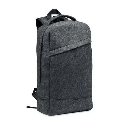 Rucsac pentru laptop de 13 inchi din fetru gri închis cu fermoare și bretele negre robuste