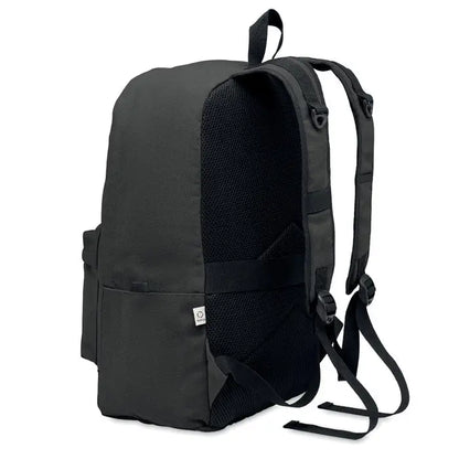 Rucsac pentru laptop de 15 inchi negru cu panou mesh la spate si bretele ajustabile, vizibil din spate