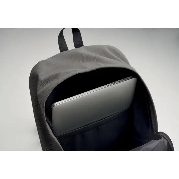 Rucsac pentru laptop de 15 inchi din pânză gri cu interior negru și compartiment pentru laptop