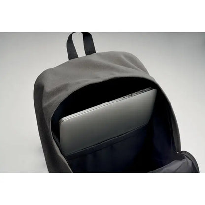 Rucsac pentru laptop de 15 inchi din pânză gri cu interior negru și compartiment pentru laptop