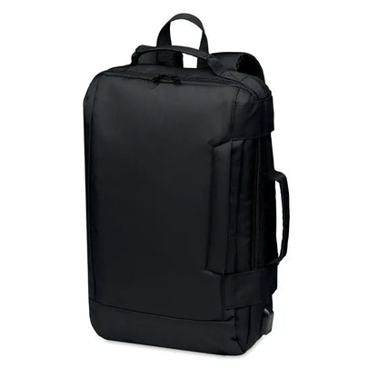 Rucsac pentru laptop negru din nylon 300d rpet cu maner de sus si prindere laterala