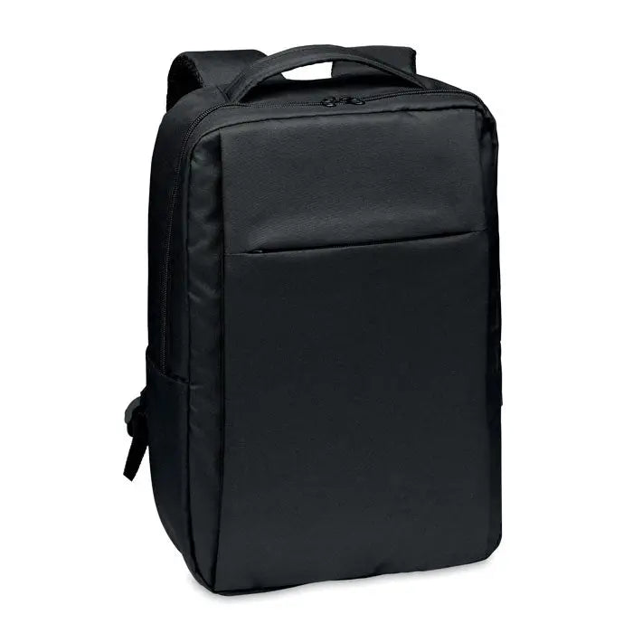 Rucsac pentru laptop din 300d rpet negru din nylon cu design minimalist si maner superior