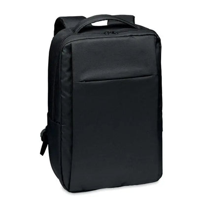 Rucsac pentru laptop din 300d rpet negru din nylon cu design minimalist si maner superior