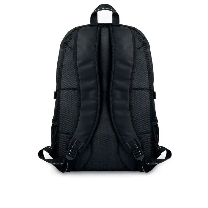 Rucsac pentru laptop negru din poliester cu plasă și nylon și bretele căptușite pentru umeri