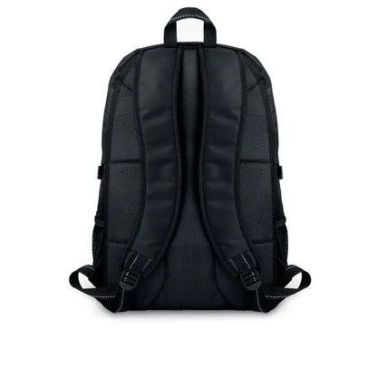 Rucsac pentru laptop negru din poliester cu plasă și nylon și bretele căptușite pentru umeri