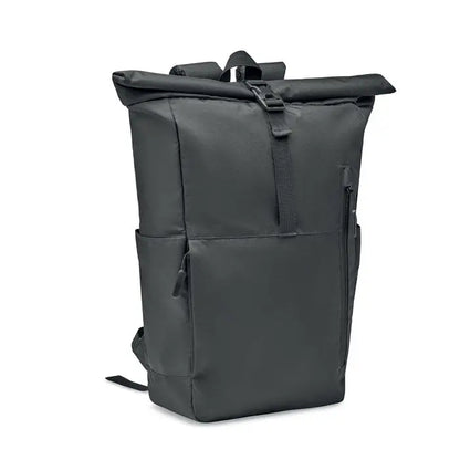 Rucsac rolltop 300d rpet negru cu design minimalist si material durabil din fabric re reciclat