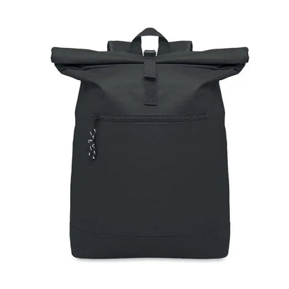 Rucsac rolltop negru din poliester 600d cu design minimalist si textura subtila