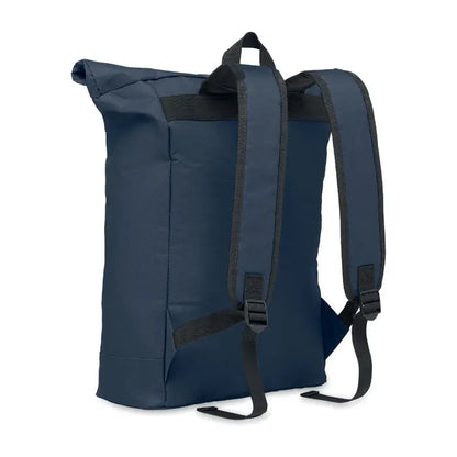 Rucsac rolltop din poliester 600d albastru navy cu bretele si catarame negre pentru uz urban si outdoor